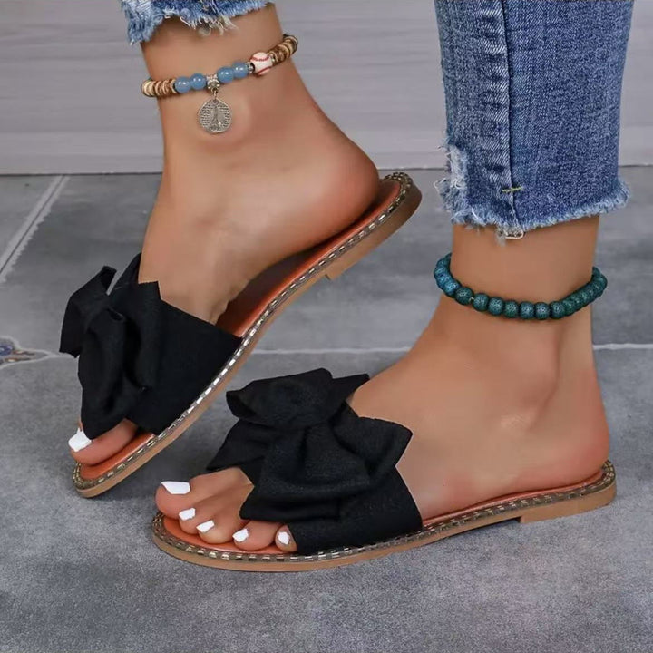 Damen Flip-Flops mit dekorativem Schleifen-Design und rutschfester Sohle Drune