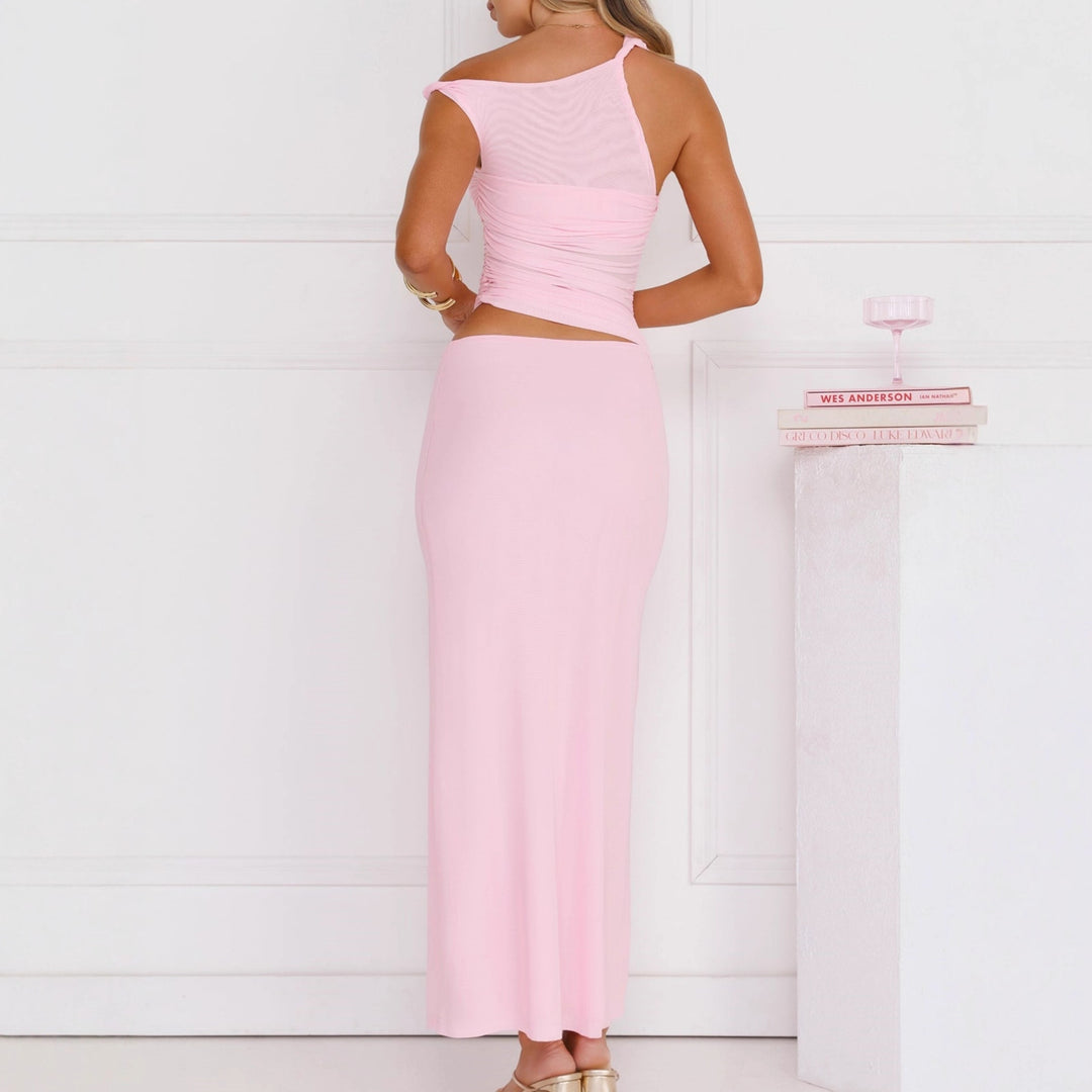 Damen Elegantes Wickelkleid mit asymmetrischem Design und Raffung Drune