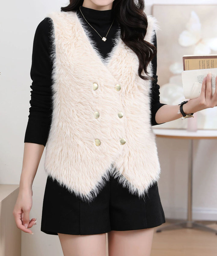 Damen Flauschige Strickweste Drune