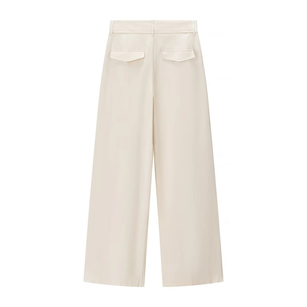 Damen nan hochtaillierte Palazzo-Hose mit Bundfalten, weitem Bein und verdeckter Frontleiste Drune
