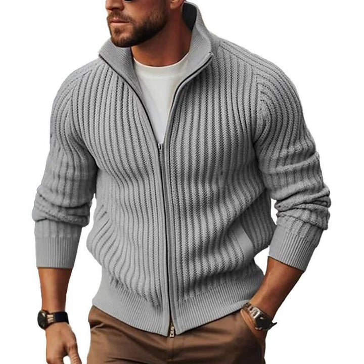 Herren Strickjacke mit modernen Rippdetails und durchgehendem Reißverschluss Drune