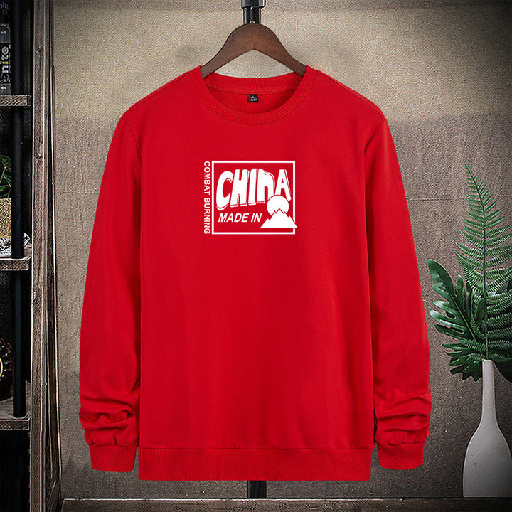 Herren Sweatshirt mit Rundhals und auffälligem Statement-Frontprint Drune