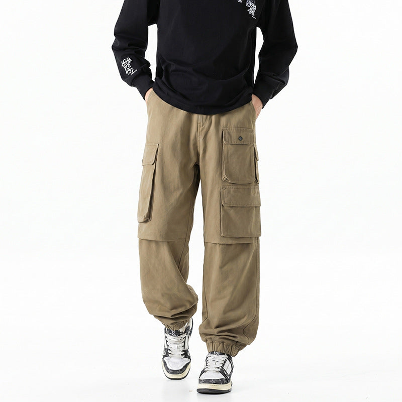Herren Weite Convertible-Cargo-Hose im Tactical-Streetstyle mit Mehrfachklappentaschen und elastischem Knöchelabschluss Drune