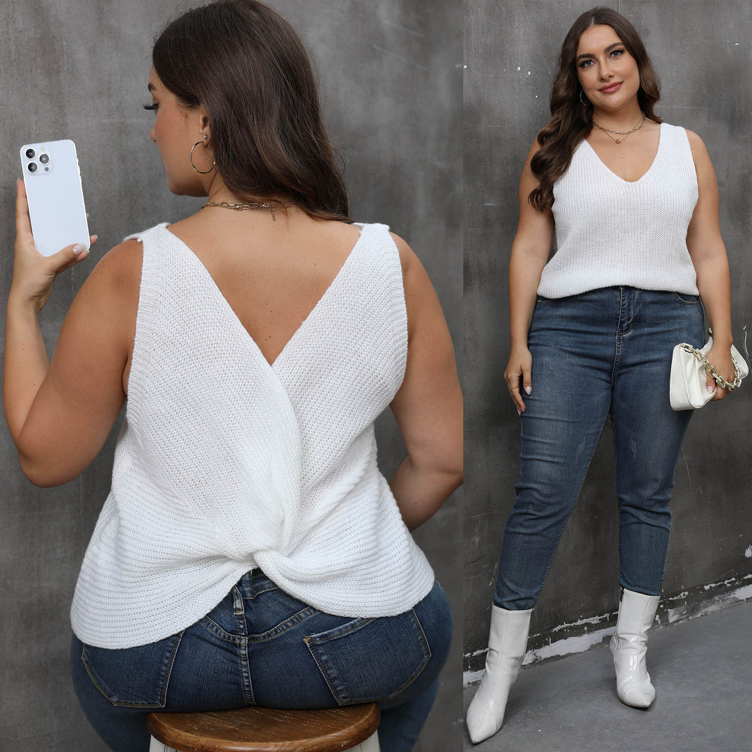Damen luftiges Stricktop mit V-Ausschnitt Drune