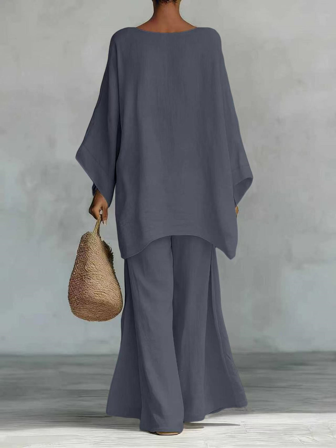 Damen Lässiges Oversize-Kaftanoberteil mit weiten Palazzohosen Drune