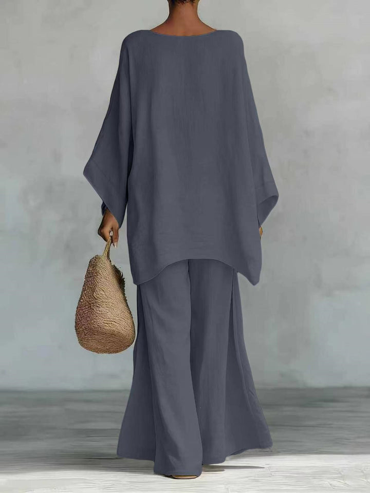 Damen Lässiges Oversize-Kaftanoberteil mit weiten Palazzohosen Drune