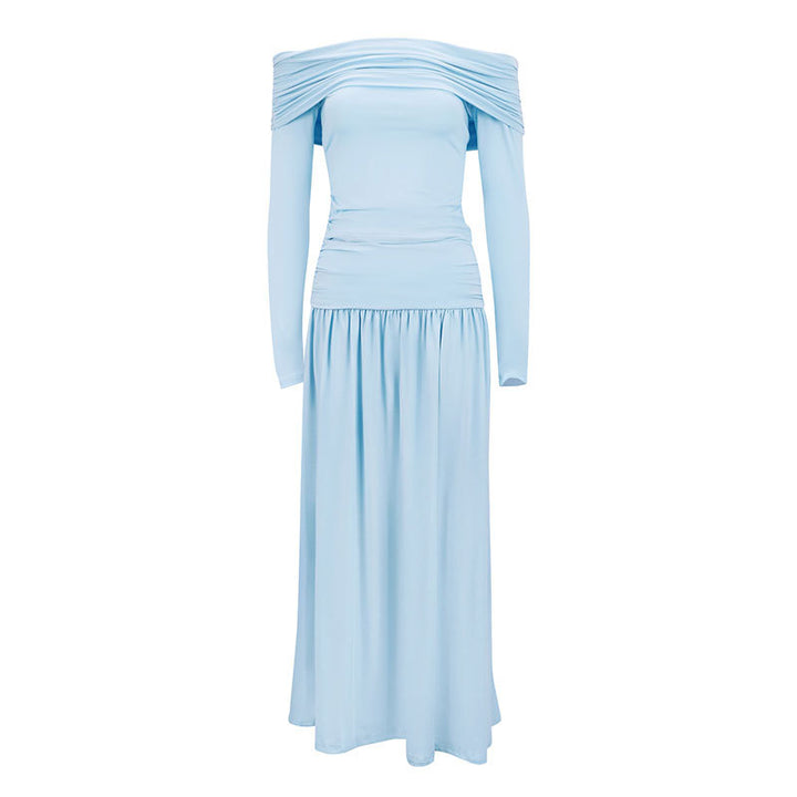 Damen Maxikleid mit eleganter Raffung und Off-Shoulder Design Drune