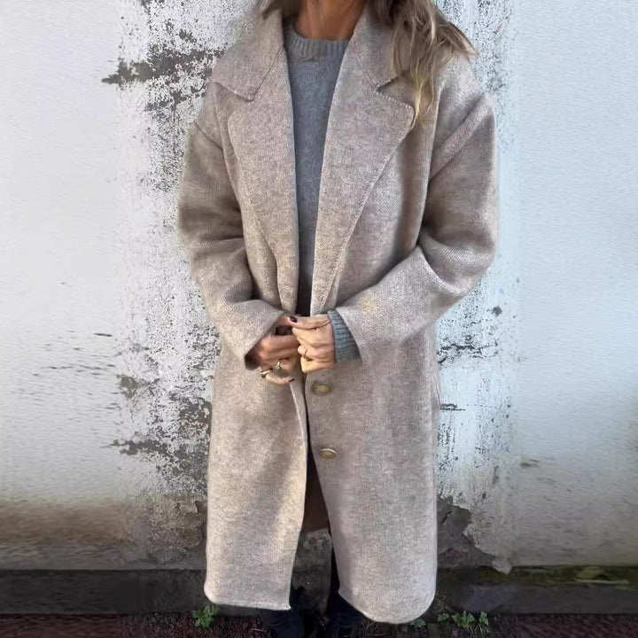 Damen Oversized Wollmantel mit eleganten Knopfdetails Drune