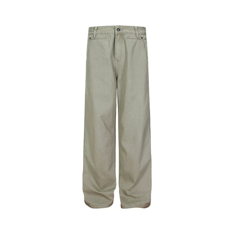 Herren Weite Canvas-Hose im Palazzoschnitt mit hoher Bundpassform und geradem Bein Drune