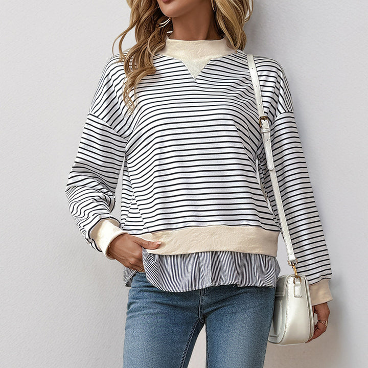 Damen Lässiger Langarm Pullover mit Rippdetails Drune