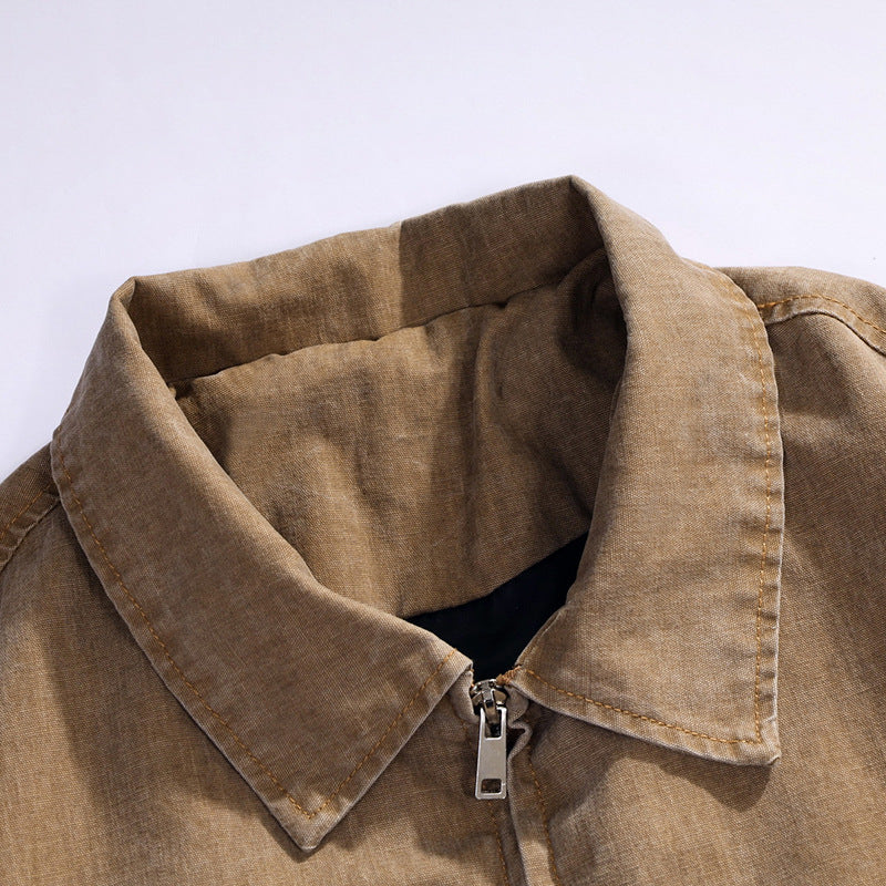 Herren oversized Freizeit-Bomberjacke aus Baumwollmix mit Reißverschluss, Stehkragen und elastischen Bündchen Drune