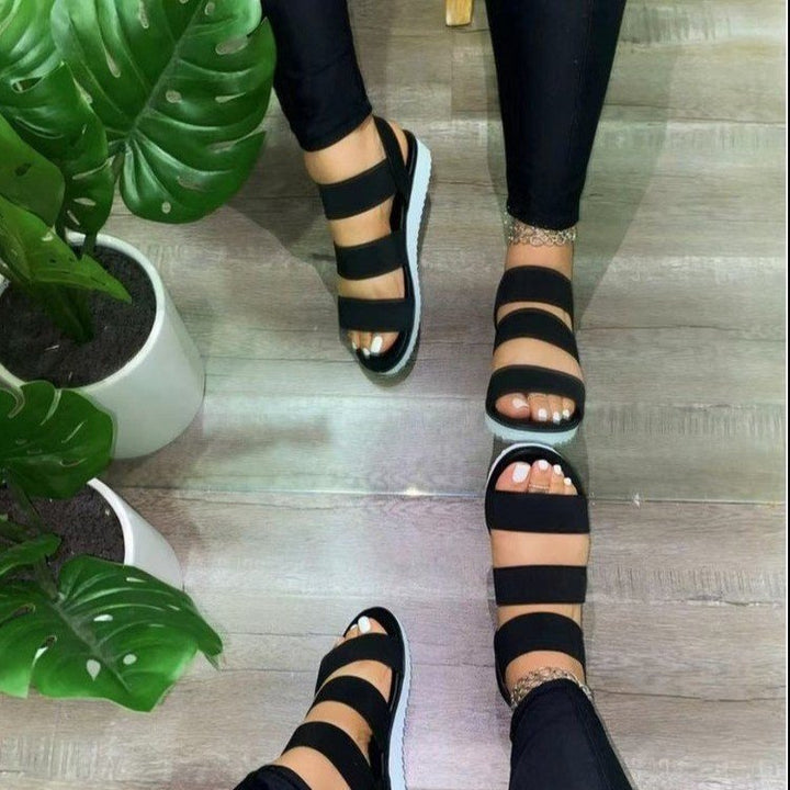 Damen Sportliche Riemchen-Sandalen mit elastischen Gurten und flexibel gepolstertem Fußbett Drune