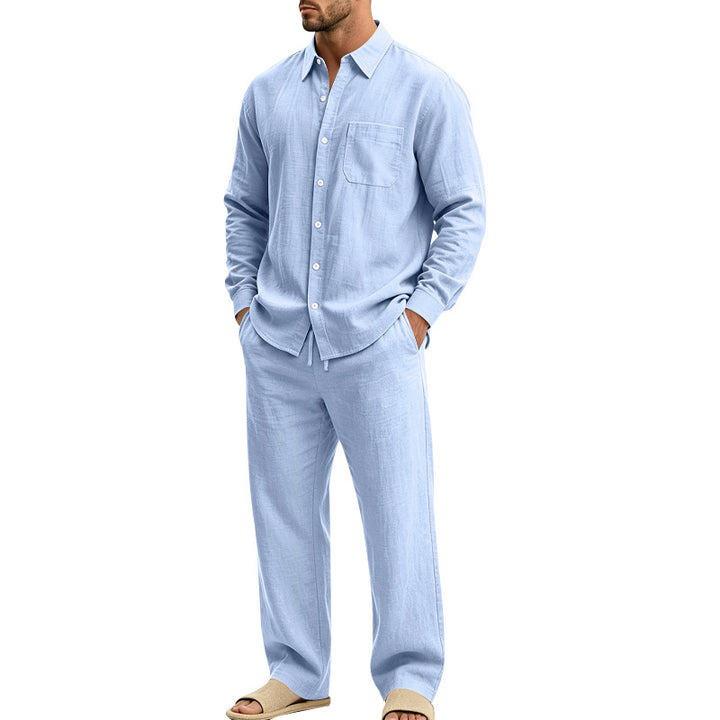 Herren legeres Leinen-Hemd mit weiter Lounge-Hose Drune