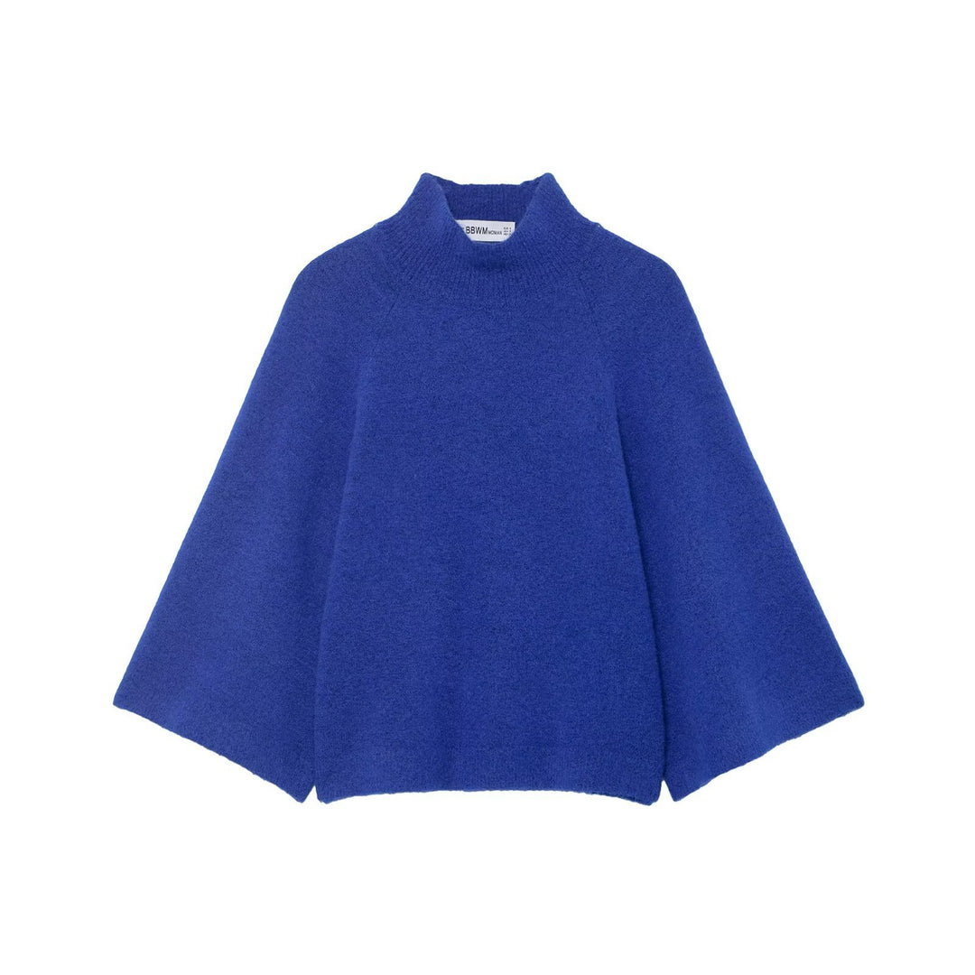 Damen 10+ oversized Strickponcho mit Stehkrragen und weiten Cape-Ärmeln Drune