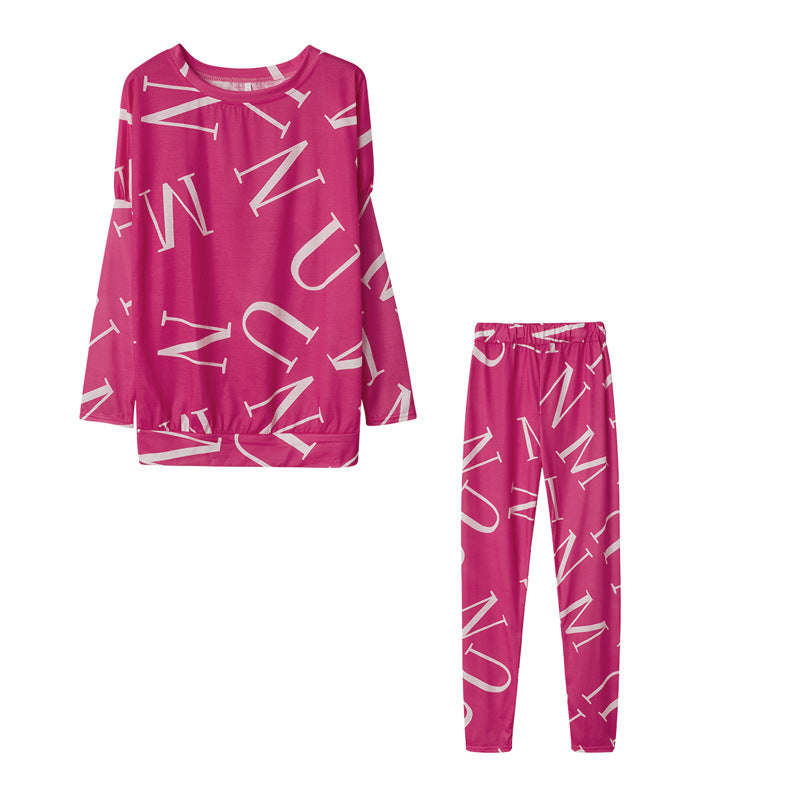 Damen Pyjama-Set mit langärmligem Oberteil und elastischen Hosen Drune