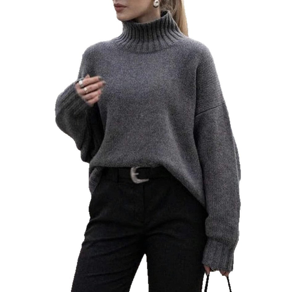 Damen Boxy-Rollkragenpullover aus feinem Wollmix mit Ballonärmeln und überschnittener Schulter Drune