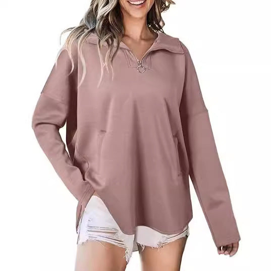 Damen lässiger Kapuzenpullover mit Reißverschluss Drune