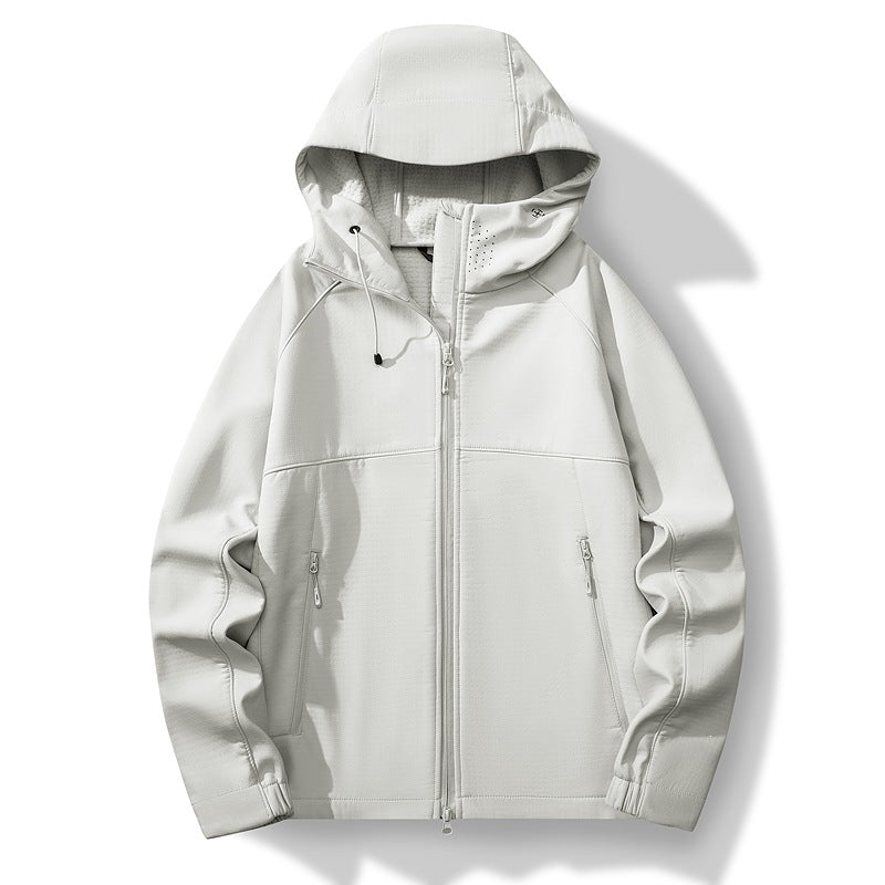 Herren Atmungsaktive Softshell-Hybridjacke mit Kapuze, Fleece-Innenfutter und Zwei-Wege-Reißverschluss Drune