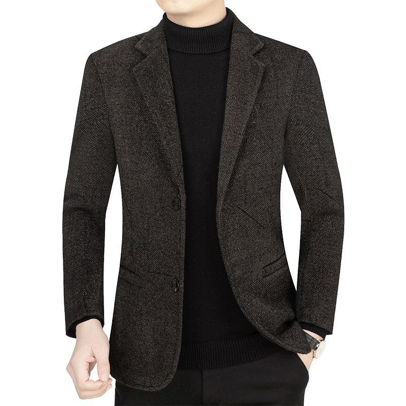Herren Slim-Fit Sakko aus strukturiertem Wollmix mit leichter Halbfütterung und Zweiknopf-Silhouette Drune