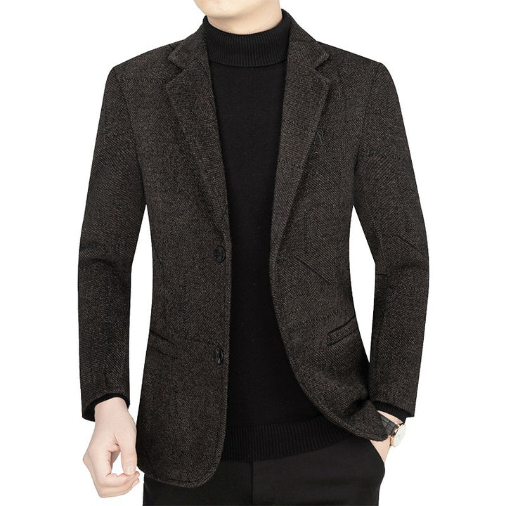 Herren Slim-Fit Sakko aus strukturiertem Wollmix mit leichter Halbfütterung und Zweiknopf-Silhouette Drune