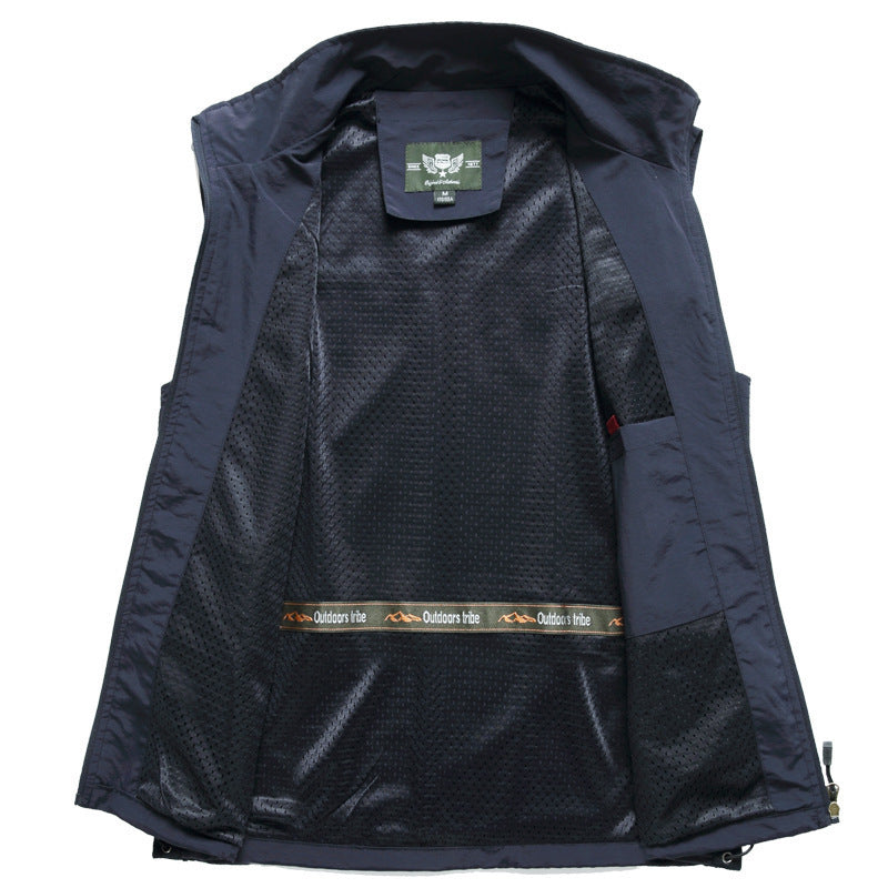 Herren leichte multifunktionale Utility-Weste mit Mesh-Futter und verstellbarem Saum Drune