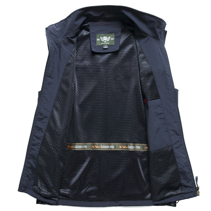 Herren leichte multifunktionale Utility-Weste mit Mesh-Futter und verstellbarem Saum Drune