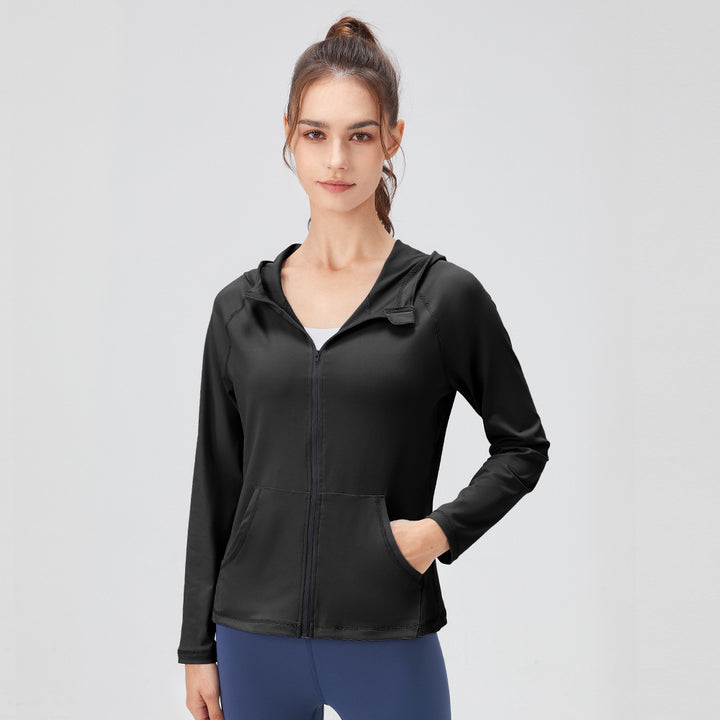 Damen Sportliche Kapuzenjacke mit leichtem Material und praktischen Taschen Drune