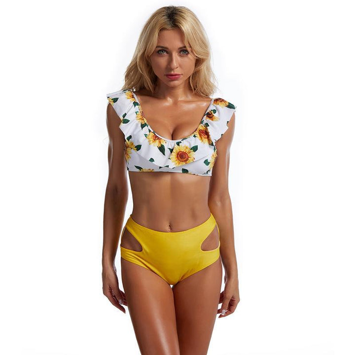 Damen Bikini-Set mit verspieltem Rüschendesign und hohem Hüftschnitt Drune