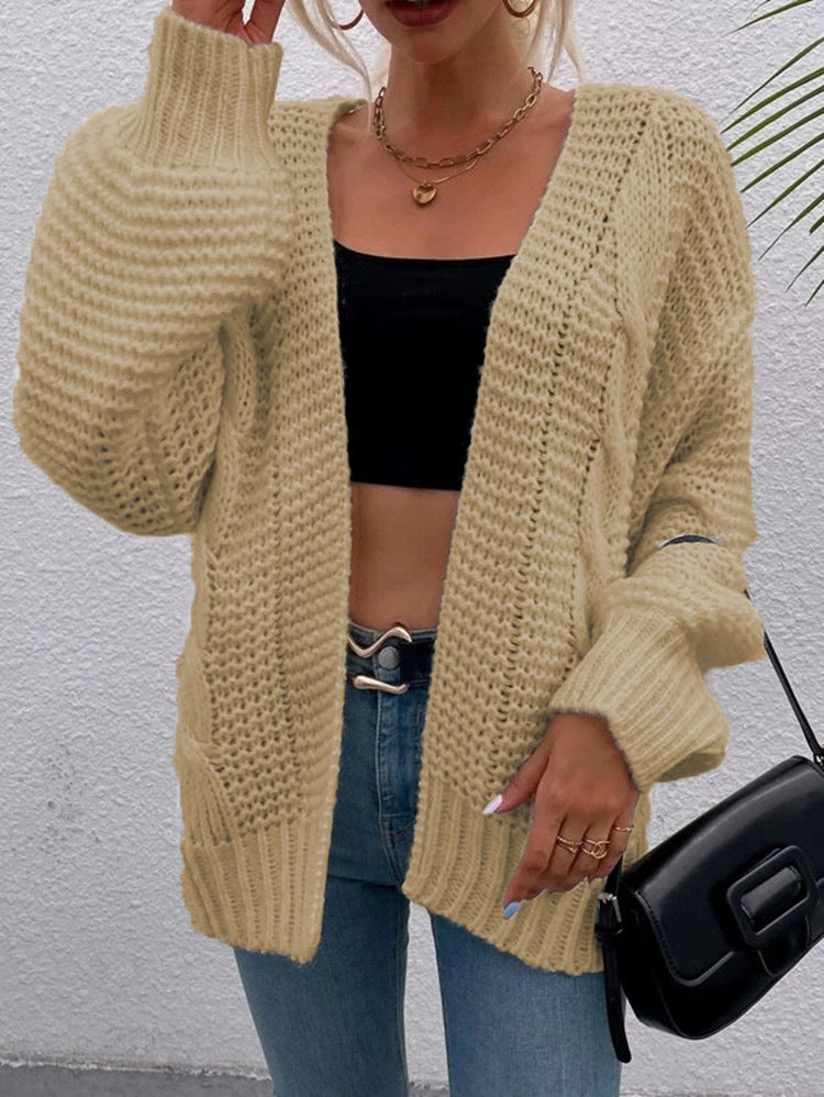Damen Grobstrick Cardigan mit lässiger Silhouette und großen Taschen Drune