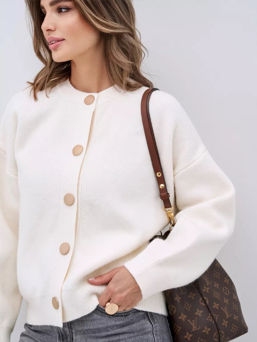 Damen Strickjacke mit großen Knopfdetails und lässigem Schnitt Drune