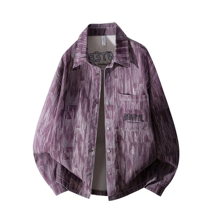 Herren Oversize-Hemdjacke mit Strukturprint, Druckknopfleiste & aufgesetzter Brusttasche Drune