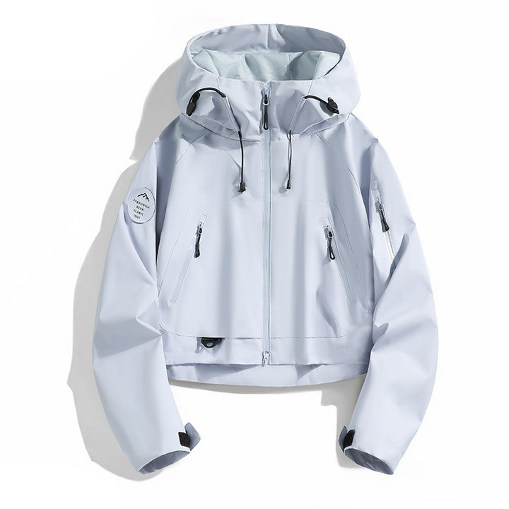 Damen Sportliche Outdoor-Jacke mit verstellbarem Kapuzenzug Drune