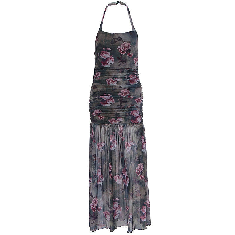 Damen Schulterfreies Maxikleid mit elastischen Rüschendetails Drune