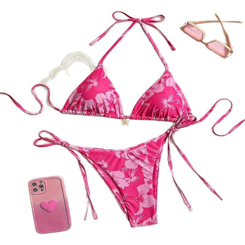 Damen Floral Triangel-Bikini mit verstellbaren Trägern Drune
