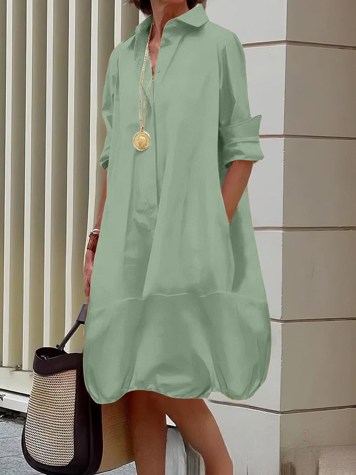 Damen Lässiges Hemdblusenkleid mit weit geschnittenem Saum Drune
