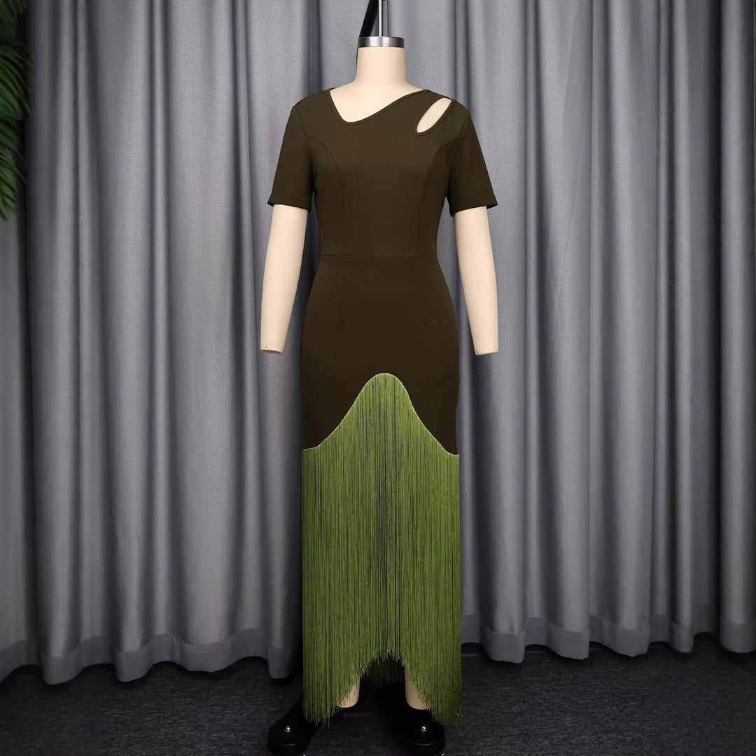 Damen Maxikleid mit asymmetrischem Saum und elegantem Cut-Out Design Drune