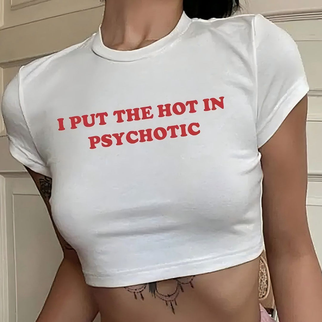 Damen Crop-T-Shirt mit witzigem Geburtstagsslogan und figurbetontem Schnitt Drune