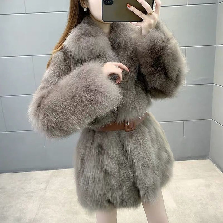 Damen Elegante Kunstpelzjacke Drune