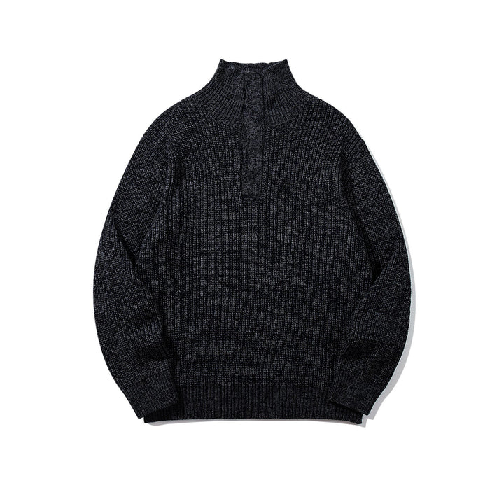 Unisex Grobgestrickter Rollkragenpullover mit halber Knopfleiste Drune
