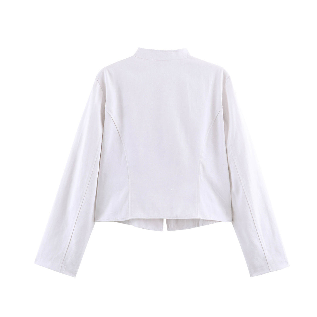 Damen Kurze Husarenjacke mit dekorischen Schlaufen und Stehkragen Drune
