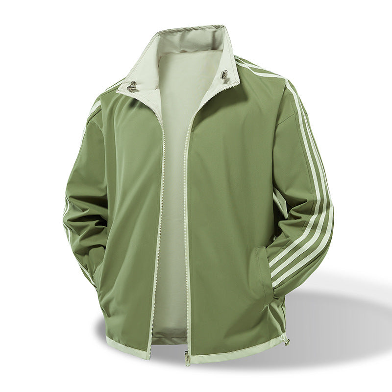 Herren  leichte Trackjacke mit Kontrast-Dreistreifenärmeldetail Drune