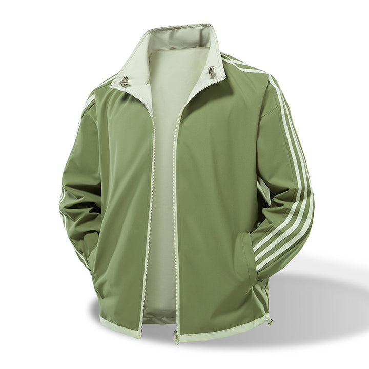 Herren  leichte Trackjacke mit Kontrast-Dreistreifenärmeldetail Drune