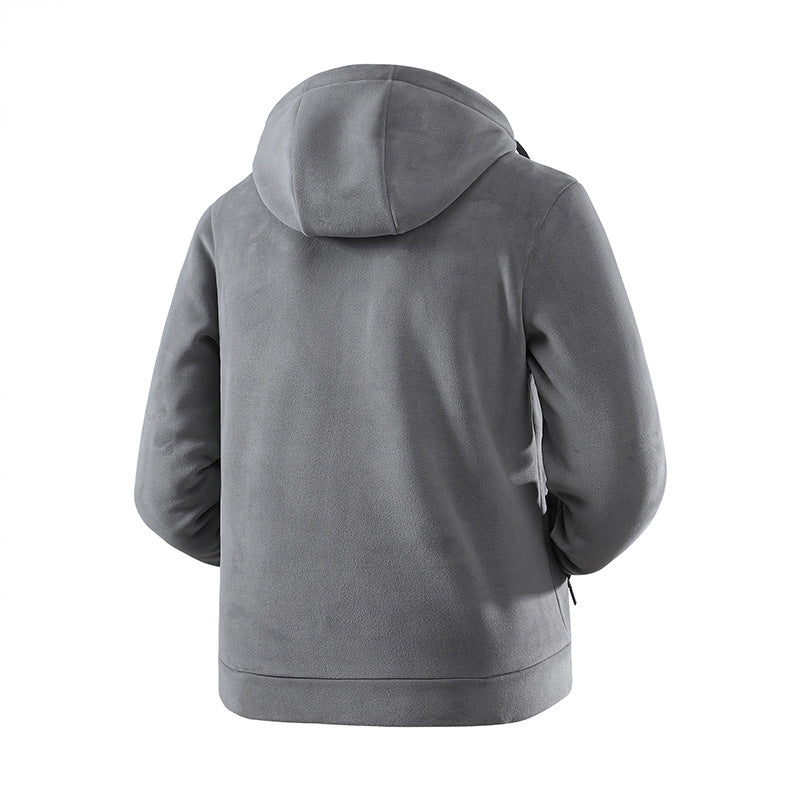 Herren Fleece-Softshell Hybridkapuzenjacke mit Teddy-Innenfutter & verstellbarer Kapuze Drune