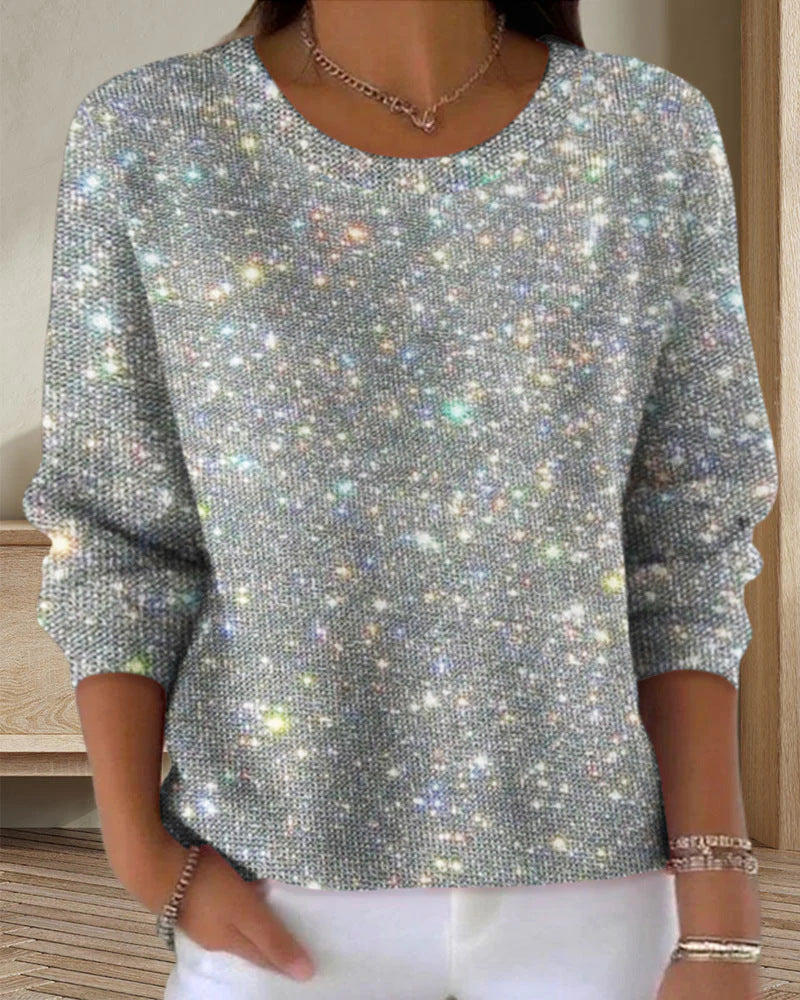 Damen Glitzerpullover mit funkelndem Effekt und weitem Schnitt Drune