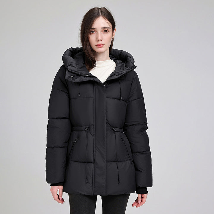 Damen nan wattierter Kapuzenparka mit taillierbarem Kordelzug, verdeckter Reißverschluss und Rippbündchen Drune