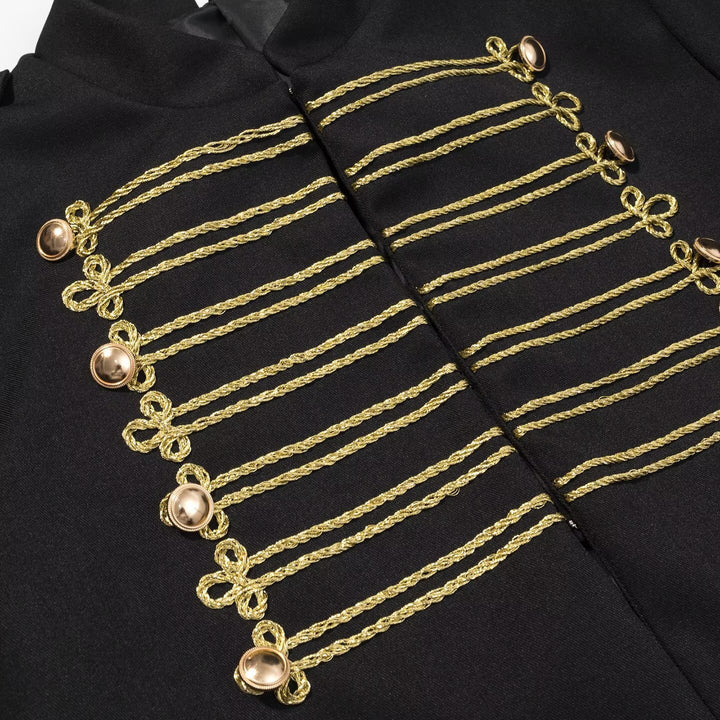 Damen Militärisch inspirierte Kurzjacke mit Goldkordel‑Applikation und Stehkragen Drune