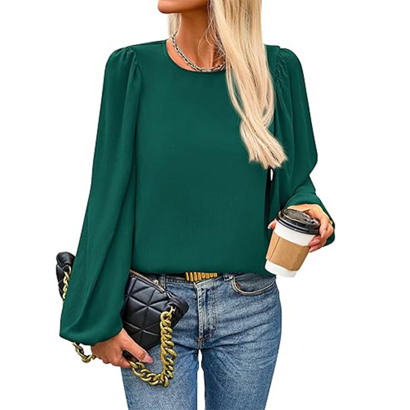Damen Bluse mit angeschnittenen Ärmeln und eleganten Puffärmeln Drune