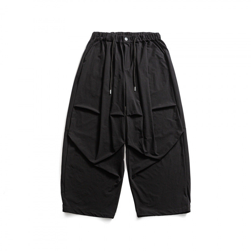 Unisex Weite Haremshose mit Drapierungen, elastischem Bund und Kordelzug Drune