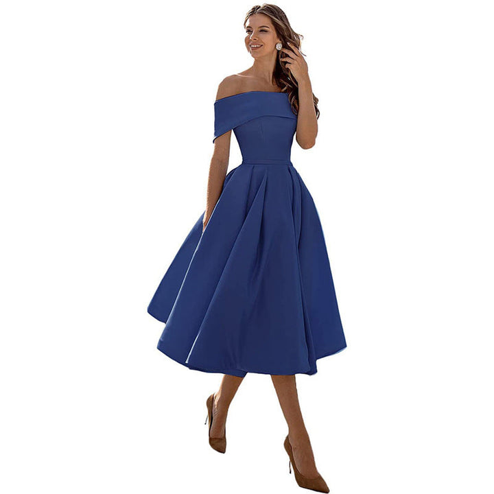 Drune | Vielseitiges Trägerloses Satin-Kleid Für Partys