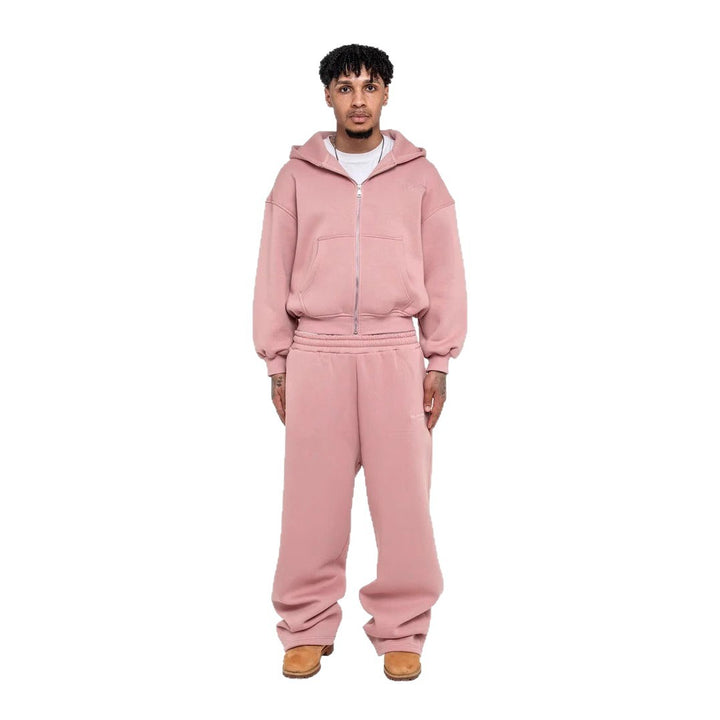 Herren nan lässiges Reißverschluss-Hoodie- und Palazzohose-Set mit dropped-shoulder Silhouette Drune